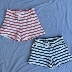 Two pair terry cloth striped shorts with pockets and drawstrings, Old Navy, XS